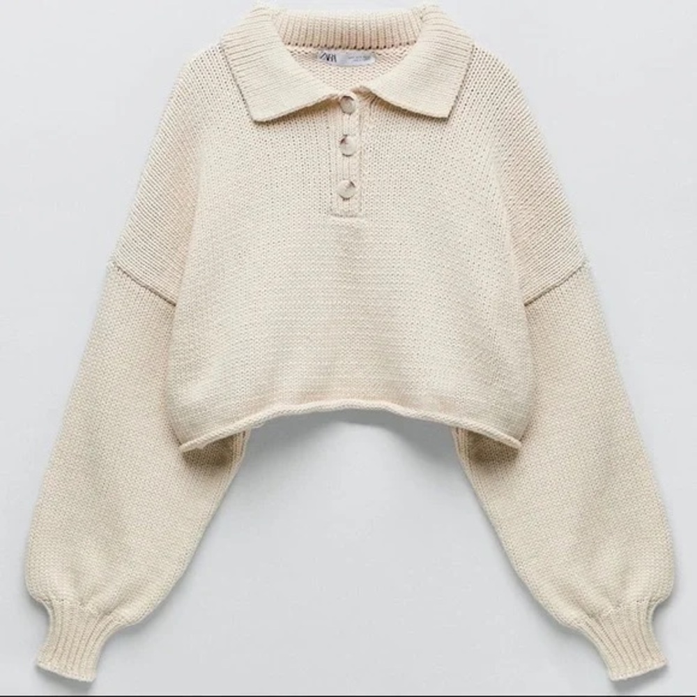 Zara Chunky Knit Cropped Sweater